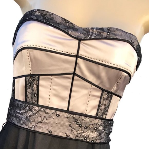 Coast strapless Pastel Pink & Black cocktail dress - Picture 3 of 7